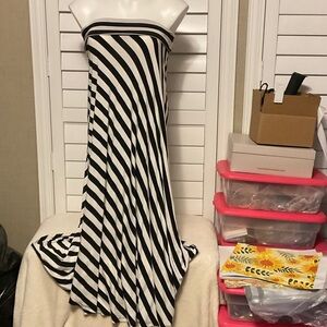 Joe B Black and White Striped Maxi Dress